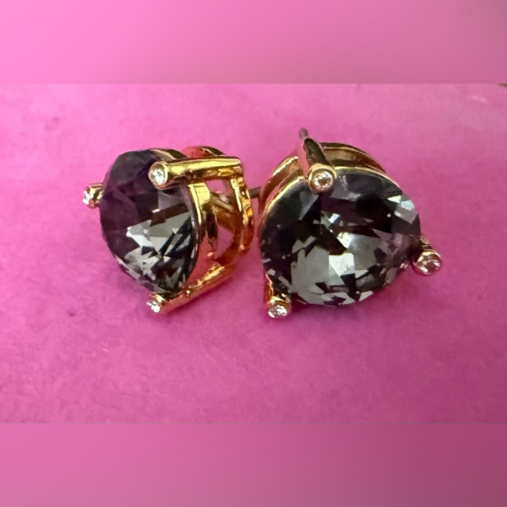 KATE SPADE RHINESTONE AND GOLD STUD EARRINGS. - Picture 2 of 7
